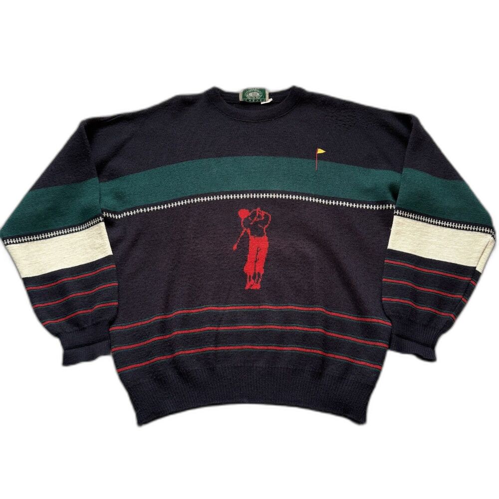 VINTAGE BLARNEY WOOLLEN MILLS CREWNECK SWEATER EMBROIDERED GOLF IRELAND M